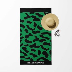 Resim New Land - Koyu Yeşil Leopar Oversize Plaj Havlusu Hgtw0001346 