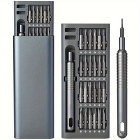 Resim 24 Parça Uçlu + Saplı + Kutulu Hassas Tornavida Takımı, Cep Telefonları ve Tabletler için Çok Fonksiyonel Tamir Aracı, Dayanıklı Plastik, Şarj Gerektirmeyen - Çeşitli Uçlar Dahil 