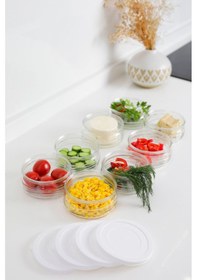 Resim 8'li Premium Kahvaltılık Seti 410 Cc Beyaz Plastik Kapaklı, Cam Saklama Kabı, Hava Geçirmez Beyaz 