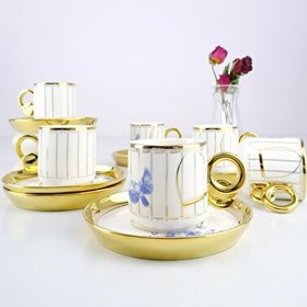 Resim Acar Porselen Savannah 6 Kişilik Kahve Fincan Takımı Gold Yaldızlı - HXF-05172 