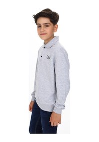 Resim Toontoy Kids Toontoy Erkek Çocuk Relax Fit Polo Yaka Çıtçıtlı Hafif Düşük Omuz Baskılı Sweatshirt - 2 İplik Gri 
