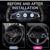 Resim Çok Renkli 38 Cm Bling Rhinestones Direksiyon Kapağı Kadınlar Kız İçin Kristal Elmas Köpüklü Araba Suv Nefes Kaymaz Evrensel Direksiyon Kapakları 