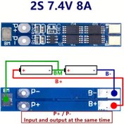 Resim 2S 8A 7.4V 8.4V 18650 Li-ion Lityum Pil Şarj Cihazı BMS Koruma PCB Kartı Li-ion Lityum Pil Hücresi için 