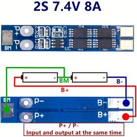 Resim 2S 8A 7.4V 8.4V 18650 Li-ion Lityum Pil Şarj Cihazı BMS Koruma PCB Kartı Li-ion Lityum Pil Hücresi için 