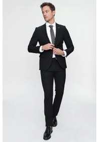 Resim Morven Basic Düz Slim Fit Dar Kesim 6 Drop Erkek Takım Elbise - Siyah 99MC001003001 Siyah 