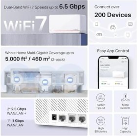 Resim Asseds Store Halo H37BE(2-PACK) | Wi-Fi 7 Mesh Sistemi | BE6500 Mbps Hız | Fiber Uyumlu | Dual-Band | 2× 2.5g Port | 4k-Qam | Mlo| 650 M² Kapsama | Mobil Uygulama ile Kolay Kurulum - Güçlü ve Hızlı Ev Ağı 