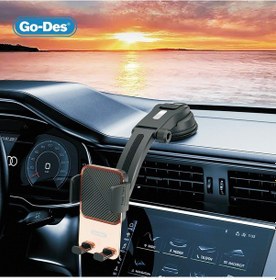 Resim Go-des Gd-hd328 360 Derece Dönebilen Vakumlu Tasarım Araç İçi Telefon Tutucu Siyah 