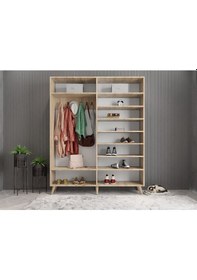 Resim Zenon Membran 4 Kapaklı Portmanto Montaj Dahil Meşe Beyaz 160 Cm 