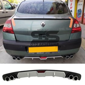 Resim Renault Megane 2 Sedan Difüzör Arka Tampon Eki 4 Egzoz Çıkışlı Gri 