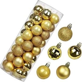 Resim Yılbaşı Çam Ağacı Altın Top Süs 16 Adet 6 cm 