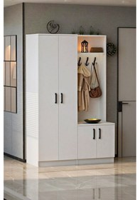 Resim Grove 4 Kapaklı Askılıklı Ayakkabılık Dolabı Portmanto Beyaz 
