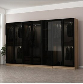 Resim Kale 7 Füme Cam Kapaklı 2ç Dolap Dore Füme Cam 190cm Ceviz 