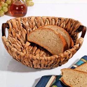 Resim Lüx Ahşap Tutacaklı Hasır Ekmek Sepeti 