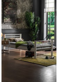 Resim Asos Tek Kişilik Ferforje Metal Karyola-beyaz 