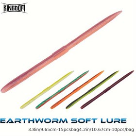 Resim 15 adet/10 adet Kingdom Earthworm Yumuşak Yemler 1.8g 2.8g 96mm 120mm Yapay Yavaş Batan Balık Yemleri Deniz Solucanı Earthworm Balıkçılık Yumuşak Yemler, KINGDOM 