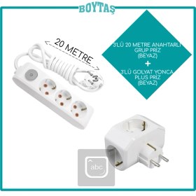 Resim Viko 3'lü Beyaz Anahtarlı Grup Priz + Beyaz Yonca Plus Golyat 