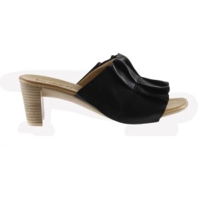 Resim Bueno Shoes Siyah Deri Kadın Topuklu Terlik 