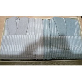 Resim Özdilek Striscia Aile Bornoz Seti - Gri - Yeşil Çok Renkli 