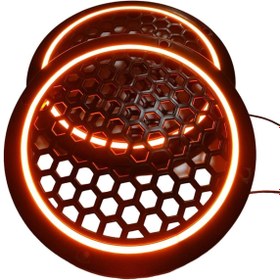 Resim PRS 20cm Amber Neon Ledli Hoparlör Kapağı 2 Adet 