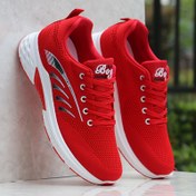 Resim Erkeklerin Moda Çizgili Spor Ayakkabıları Nefes Alabilen Düşük Taban Bağcıklı Kaymaz Rahat Koşu Egzersiz Dış Mekan Günlük Aktiviteler Tüm Mevsimler İçin 