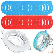 Resim Shineyee 30 Adet Silikon Kapak Mermer Jarı Mühür Halkası - Turuncu Ve Beyaz, 0.35l-2l Hacimler İçin, Yiyecek Saklama Ve Leakage Engelleme 