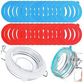 Resim Shineyee 30 Adet Silikon Kapak Mermer Jarı Mühür Halkası - Turuncu Ve Beyaz, 0.35l-2l Hacimler İçin, Yiyecek Saklama Ve Leakage Engelleme 