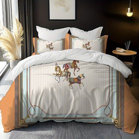Resim 2/3 adet Yatak Örtüsü Baskılı Nevresim Kılıfı Seti, Avrupa Sarayı Tarzı At Tasarımı Tema Deseni, Tüm Polyester Baskılı Nevresim Kılıfı Seti Dolgu Olmadan, Kumaş Yumuşak ve Rahat, Yatak Odası, Otel, Otel, Sevgililer Günü Hediyesi, Okul Yurdu (1 * Nevresim Kılıfı + 1/2 Yastık Kılıfı) Tatil Hediyesi Olarak Kullanılabilir 