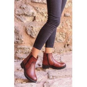 Resim Fast Step Hakiki Deri Taba Kadın Klasik Bot 901sza204 