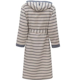 Resim Ecocotton Arden Lacivert "medium" %100 Organik Pamuk Kenevir Çizgili Erkek Bornoz Lacivert 