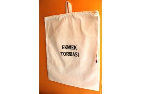 Resim Emtory Home Büyük Boy Dekoratif Boncuklu Büzgülü Askılı Keten Ekmek Torbası 50X40CM 