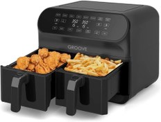Resim Groove Max Plus XXL 1800W (4Lt+4Lt) 8Lt Çift Hazneli Smart Airfryer Air Fryer Yağsız Sıcak Hava Fritözü Siyah 