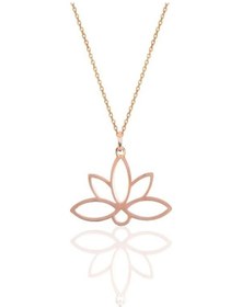 Resim 925 Ayar Rose Altın Kaplama Gümüş Lotus Çiçeği Kolye 