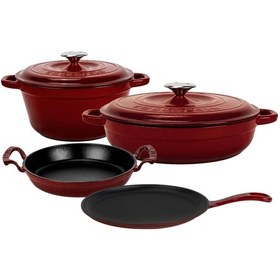 Resim Lava Döküm Bordo 6 Parça Tencere & Tava & Sahan Seti Profesyonel Lezzet Evinde Bordo 