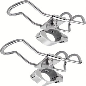 Resim 2 Adet Paslanmaz Çelik Olta Tutucu - Ayarlanabilir & Dönebilen Kelepçeli Raf, Tekneler ve Kano için, 7/8" ile 1" Raylara Uyar 