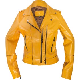 Resim Derimosa Hardal Sarı Kadın Hakiki Deri Mont 