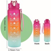 Resim 1 adet, Motivasyon Su Şişesi 32oz/1L, Zaman İşaretçili Spor Su Şişesi ve Taşınabilir İp, Düz Spor İçme Şişesi, Açık Hava Sporu, Fitness, Hediye için 