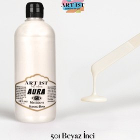 Resim AURA Metalik Sedefli ve Vernikli Akrilik Boya - 502 Antik Gold / 500ml 