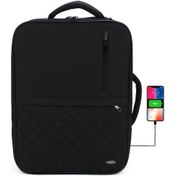 Resim Fonksiyonel 15,6'' Laptop Sırt El Ve Omuz Çantası Usb Aparatlı-Siyah 