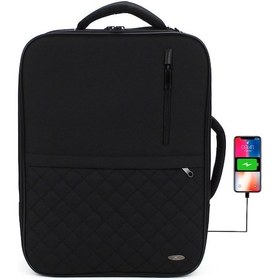 Resim Fonksiyonel 15,6'' Laptop Sırt El Ve Omuz Çantası Usb Aparatlı-Siyah 