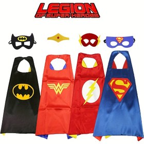 Resim WB Resmi 2 Parça Süpermen Temalı Kostüm Seti, Batman ve Flash Maskeleri ile Pelerinler Dahil, Doğum Günü Partisi Rol Oyunları İçin Mükemmel 