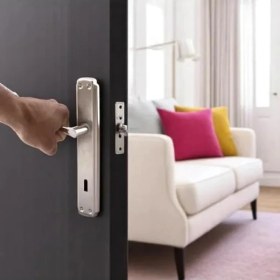 Resim Hakay Nikel Inox Oda Kapı Kolu - Sağa Sola Uygun, Iç Dış Kullanım 