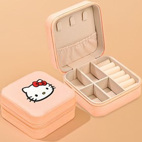 Resim Sanrio için Kedi Takı Organizatör Kutusu - Çeşitli Bölümlerle Kanvas Depolama Kutusu, Fermuarlı Kapanış, Kolyeler, Yüzükler, Küpeler İçin İdeal | Günlük Kullanım ve Seyahat İçin Mükemmel, Takı Organizatör Kutusu, Takı Depolama Kutusu, Takı Kutuları 