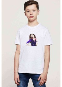 Resim Tshirthane Selena Gomez Baskılı Unisex Çocuk Beyaz T-Shirt 