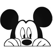 Resim Mickey Mouse Peeking Oto Motor Laptop Duvar Folyo Sticker 80 X 56 Cm 