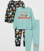 Resim Pink Hippo Kids Unisex Donald Duck Baskılı Pamuklu Uzun Kollu Çocuk Pijama Takımı 