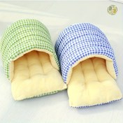 Resim KATERPILLAR Kedi Yatağı - Kışlık Sıcak Tutan Çıkarılabilir Çok Amaçlı Kedi Yuvası, 1 Yetişkin veya 2 Yavru İçin Geniş Alan, 3 Renk (Yeşil Ekose, Mavi Ekose, Sarı) 