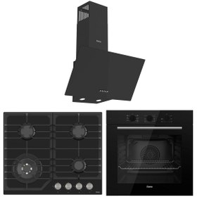 Resim Ferre Flowart Nt Asimetrik Seriisi 3'lü Siyah Ankastre Set ( Qbl62cs-nt025-d086 ) 