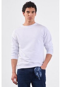 Resim Dufy Beyaz Bisiklet Yaka Regular Fit Erkek Sweatshirt Beyaz 