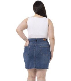 Resim Disentis Büyük Beden Taşlama Detaylı Beş Cepli Mavi Mini Denim Etek-mavi Mavi 