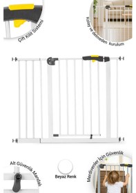 Resim Pro 95-100 Cm Çocuk Güvenlik Kapısı, Merdiven Kapısı Ve Korkuluk, Beyaz 